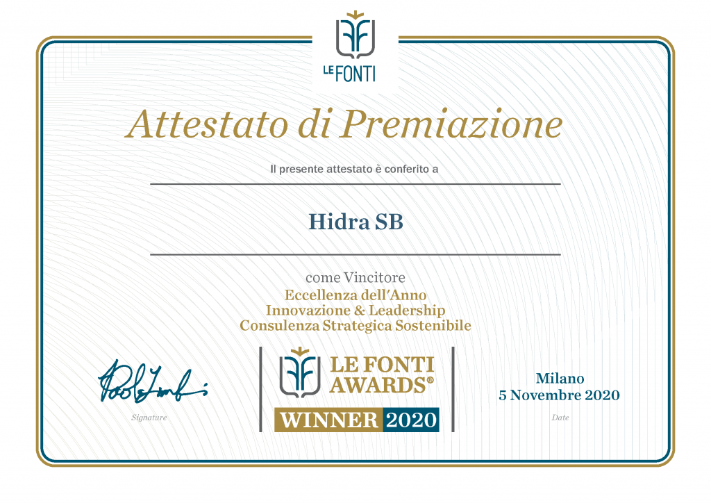 attestato premiazione HIDRA